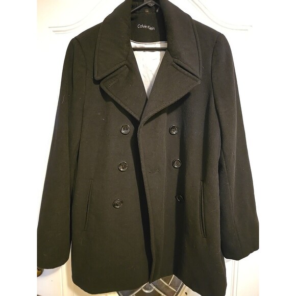 Calvin Klein Jackets & Blazers - Calvin Klein Jacket Womens Double Breasted 60% Wool Black Pea Coat Size 14